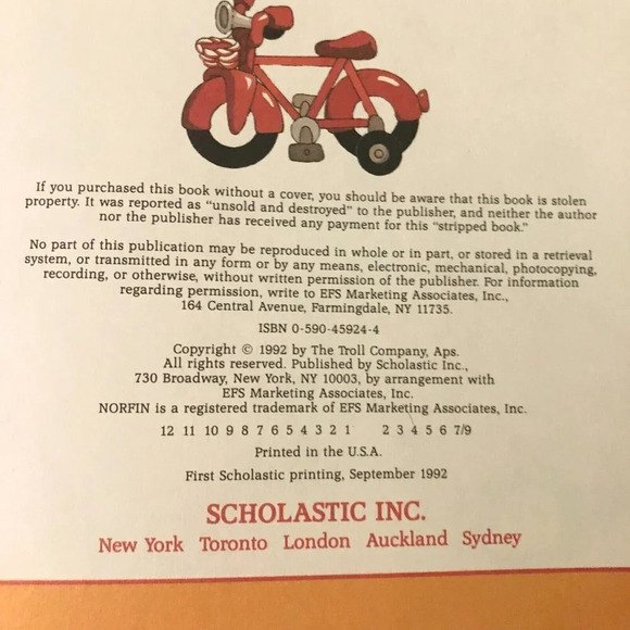 Vintage 1992 The Norfin Trolls Ralph Trolls New Bicycle Scholastic Book - Picture 8 of 15